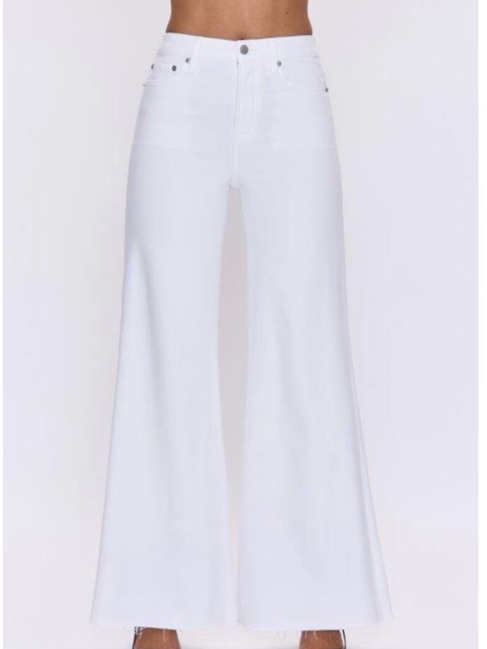 Pistola Izzy-White High-Rise Wide Leg Jeans - Flared Silhouette